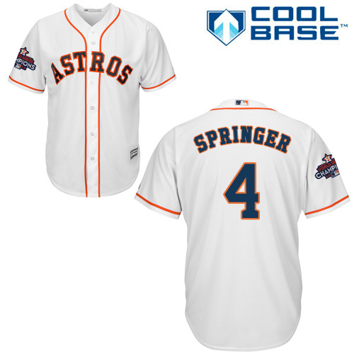 Astros #4 George Springer White Cool Base World Series Champions Stitched Youth MLB Jersey